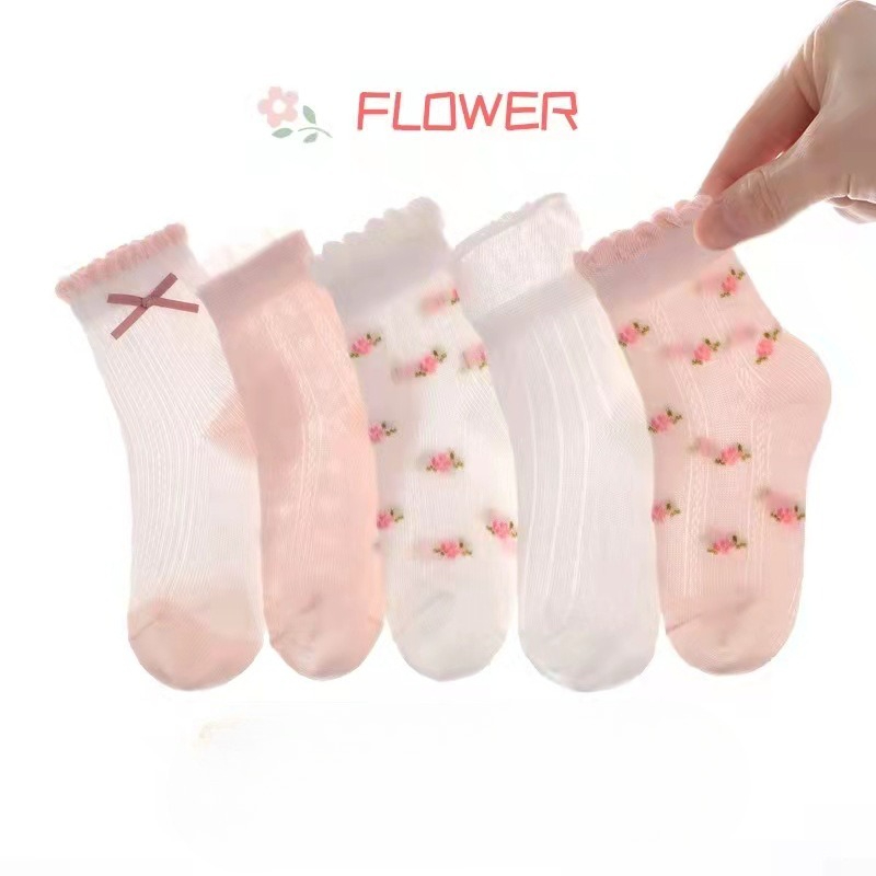 여자 양말 귀여운 꽃 패턴 Kods 양말 5 짝/몫 어 - Summer Clothing Baby Girl 리뷰 및 가격