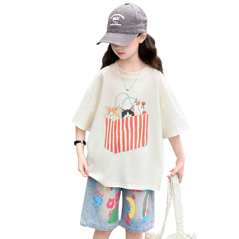 십대 소녀 여름 상하의 세트, 드로잉 프린트 키즈 아동 - Summer Clothing Drawing 리뷰 및 가격